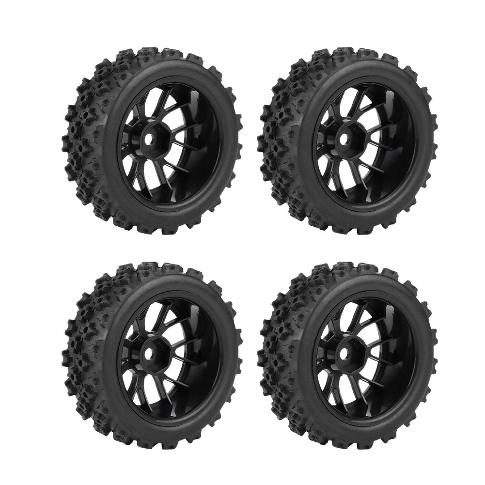 Pneus de Remplacement, 4 pièces/Ensemble Jante de Roue de Pneu en Caoutchouc de Pneu de véhicule Tout-Terrain de Course pour Hsp Redcat dépasser la Voiture Rc Traxxas Tamiya Hpi 1/10(Noir)