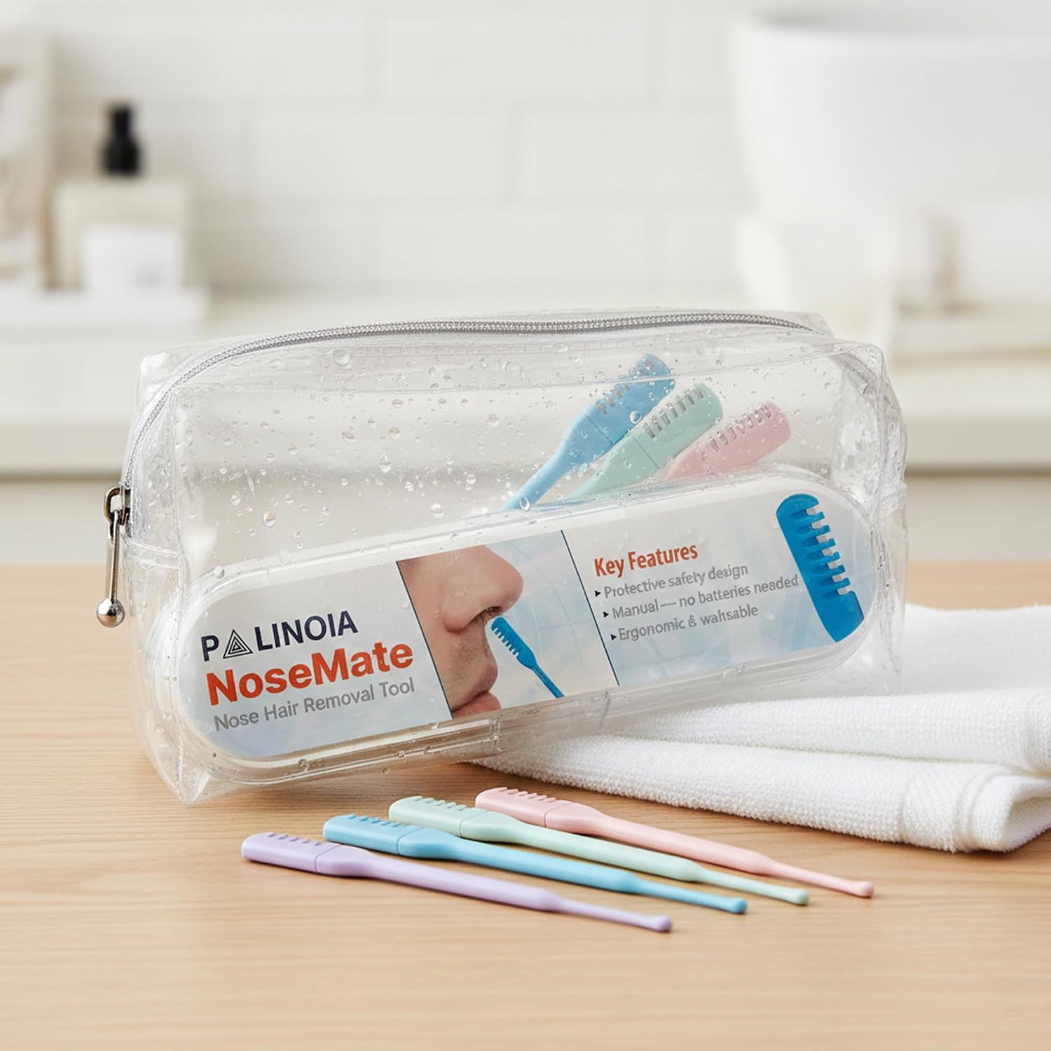 Palinoia 2-in-1 Manual Nose and Ear Hair Trimmers, 5 Count, 5 Colors