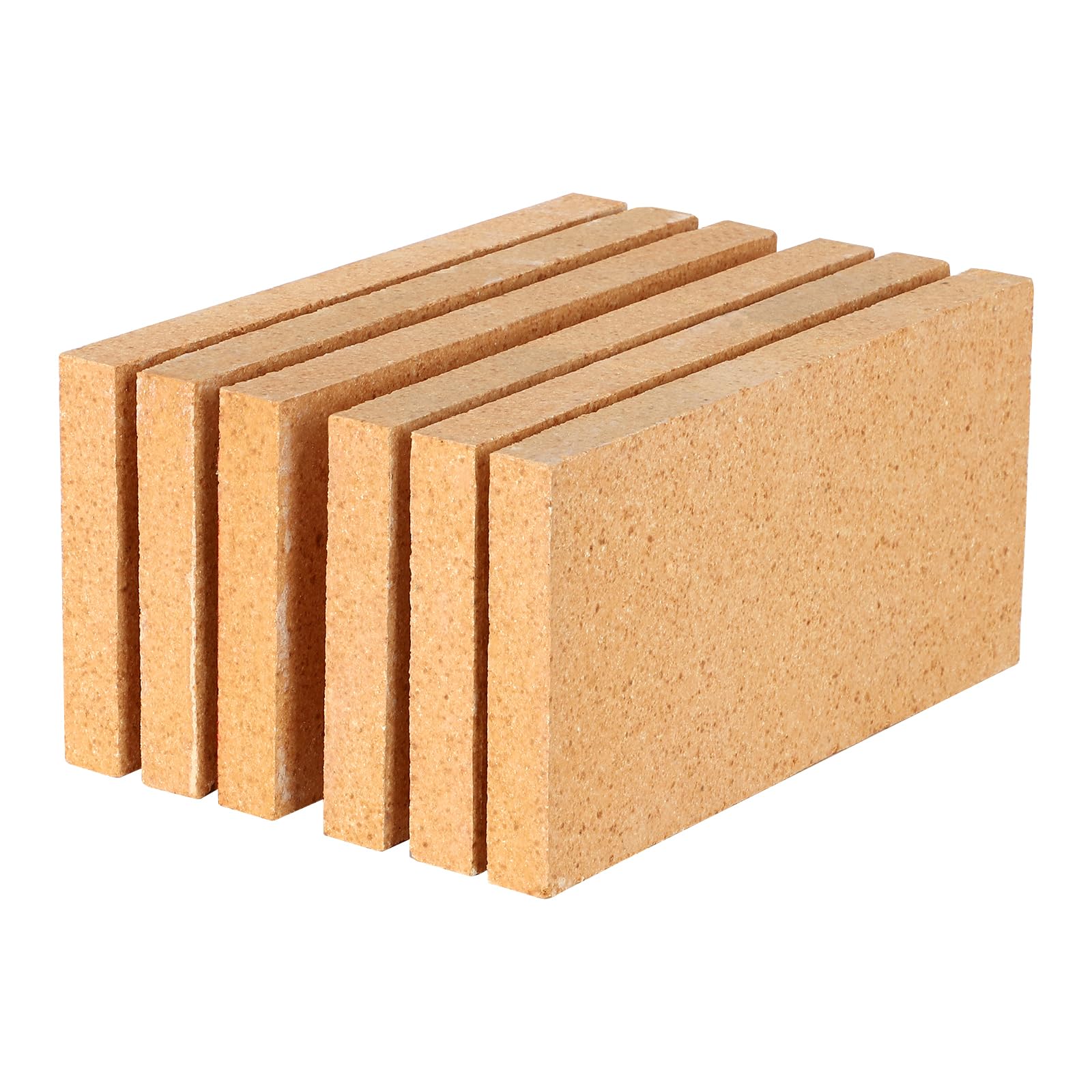Confezione da 6 mattoni refrattari ad alta temperatura isolanti a 1648,9 °C, 22,9 x 11,4 x 0,8 cm, mattoni refrattari in argilla refrattaria per forno per pizza, stufe a legna, forgia