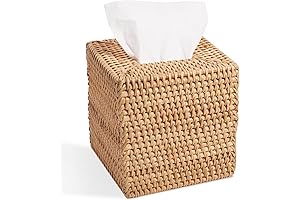 Livelab Wicker Boxes: Handwoven Rattan Tissue Cover | Square Tissue Holder