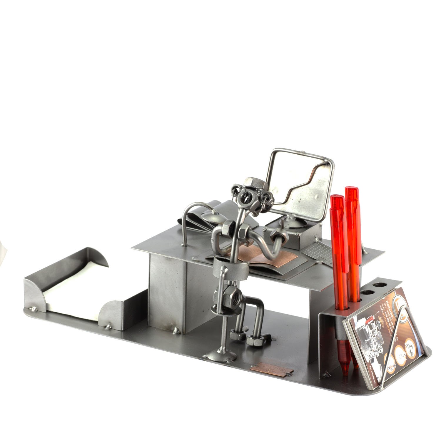 Steelman24 Schraubenmännchen Pc-Computer Schreibtisch Organizer mit Gravur | Made in Germany,Handarbeit,Geschenkidee,Stahlfigur,Metallfigur