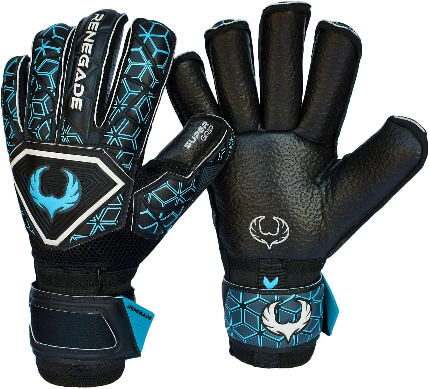 Renegade GK Triton Goalie Gloves with Microbe-Guard (Sizes 5-11, 3 Styles, Lvl 2) Pro Fingersaves | Durable 3.5+3mm Super Grip | Hard Ground GK Glove | Best Grip & Protection | Adults, Juniors, Kids