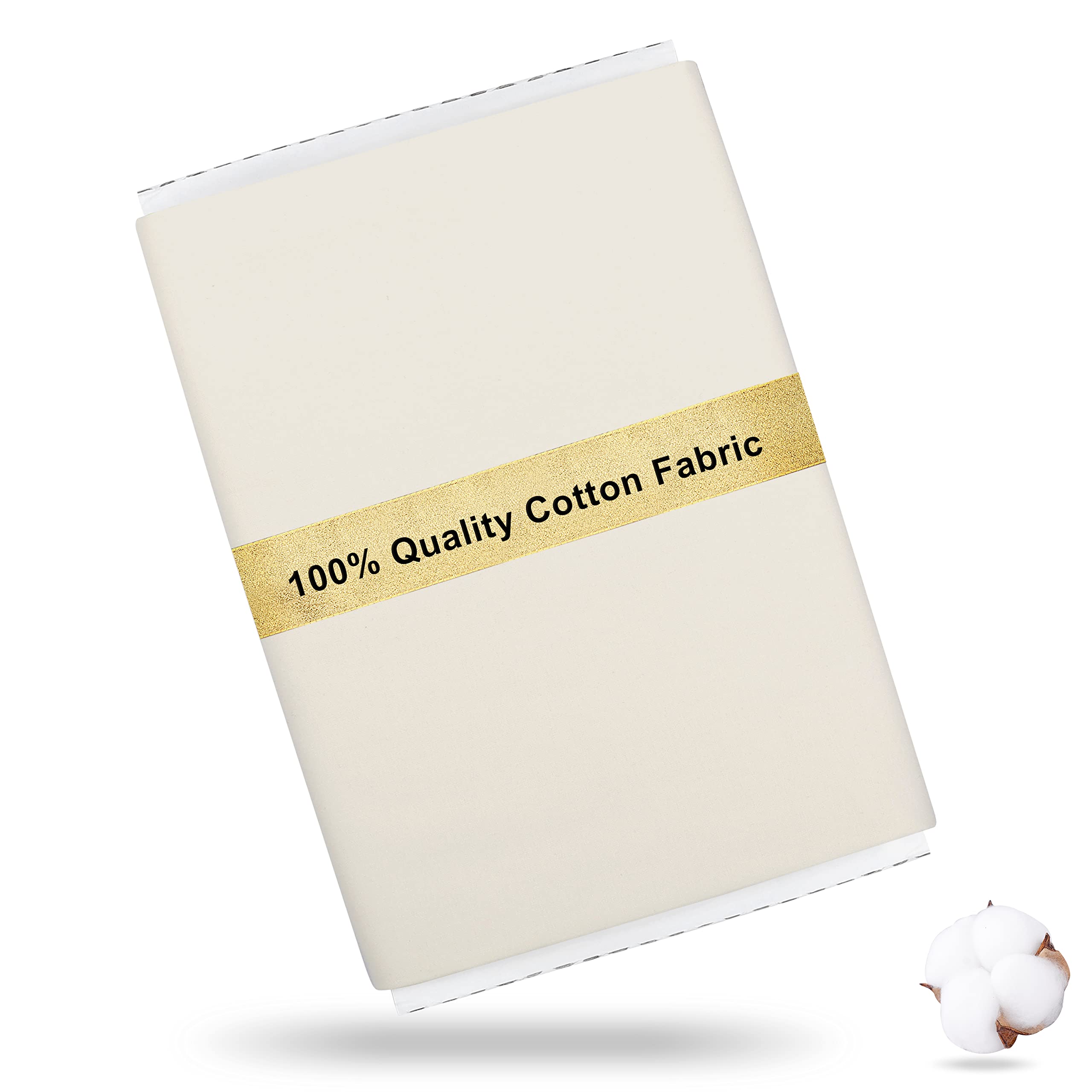 Craftido 100% Cotton Fabric by The Metre 112cm Wide x 280cm Extra Long -Medium Weight 145g- for Quilting, Sewing, Dressmaking, Bedding, Lining, Arts & Crafts - Ivory White