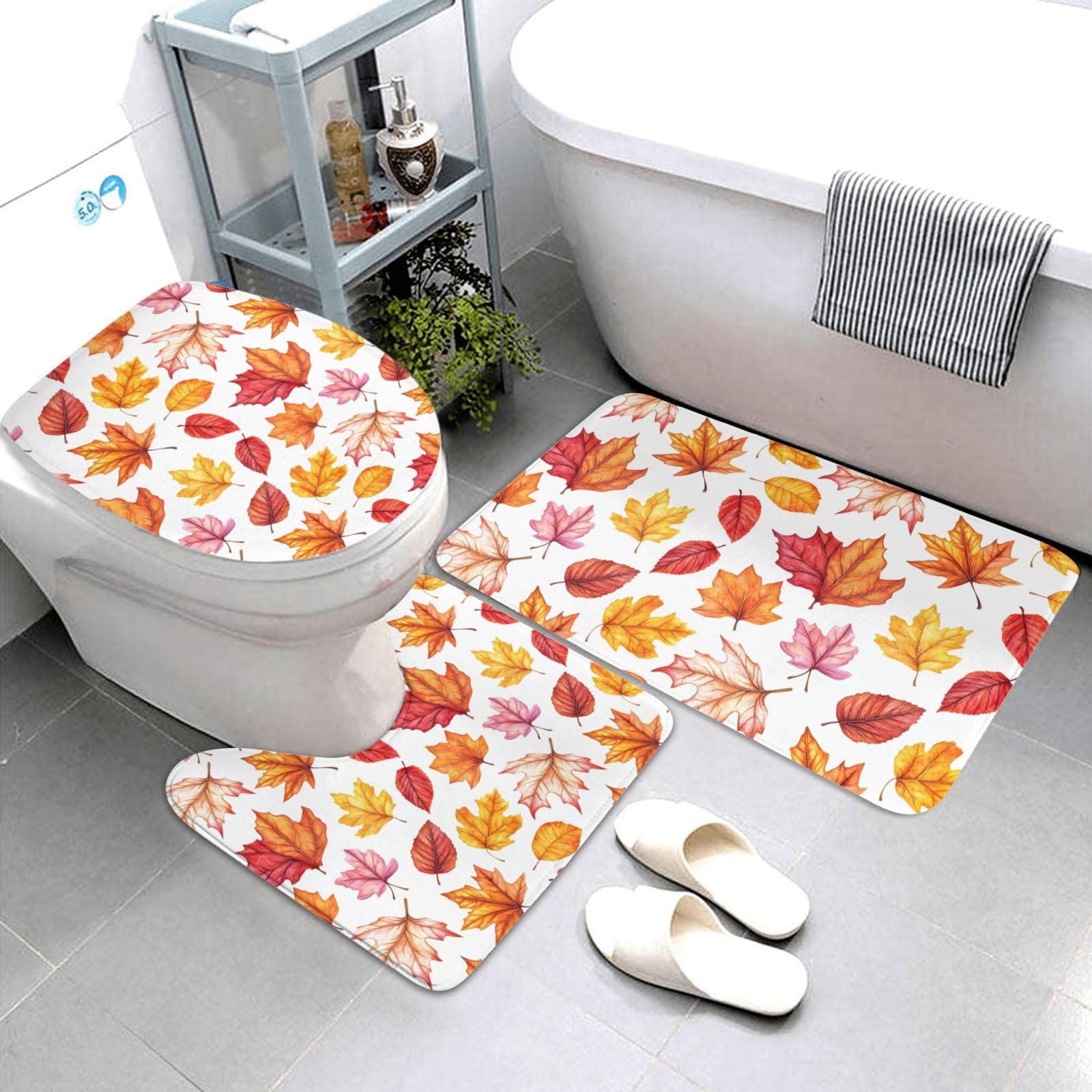Tapis de salle de bain absorbant et antidérapant lavable en machine lot de 3