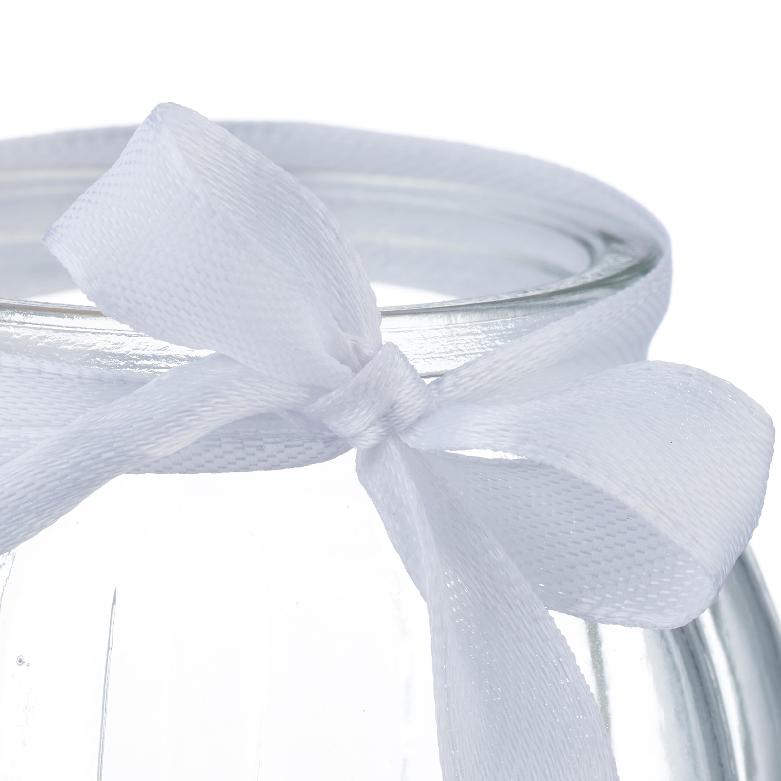 Relaxdays Vasetti Portacandele, Set 12, Vasi in Vetro per Candele e Lumini, Bicchierini con Fiocco Bianco, Trasparente