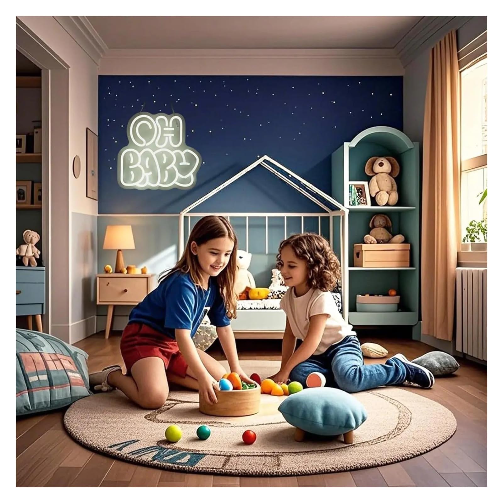 Scritta luminosa Insegna Al Neon Oh Baby Con Luce Dimmerabile Per Amanti Bambini Compleanni Matrimoni Camerette Decorazioni Da Parete 32cmx29.5cm(Bianca)