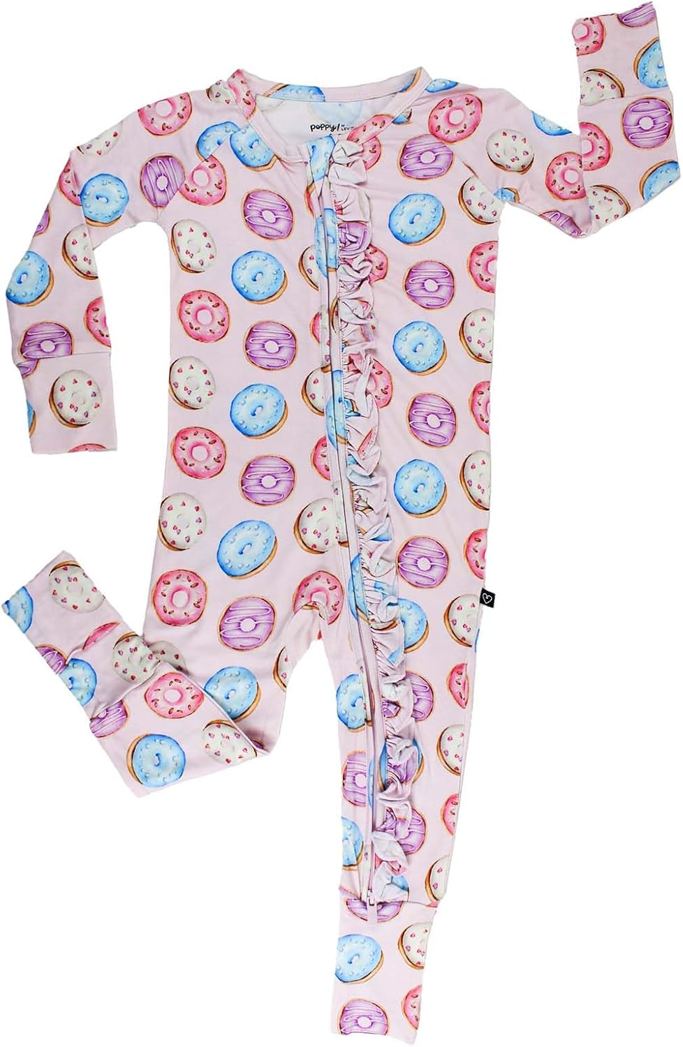 Lev Baby Baby Girl 2-Way Zip, Sustainable Romper Pajamas, Long Sleeve, Washable, Jumper Design