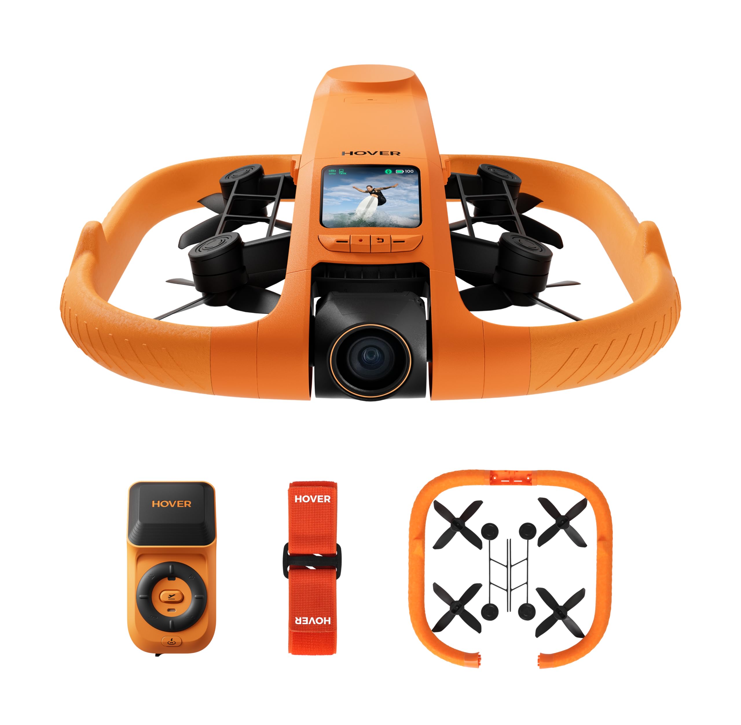HOVERAir AQUA Telecamera volante, drone segui-me impermeabile IP67 con fotocamera per sport acquatici, 34mph, 10+ modalità di volo, slow motion 4K 100fps, video HDR, SmoothCapture 3.0 (Standard Combo)