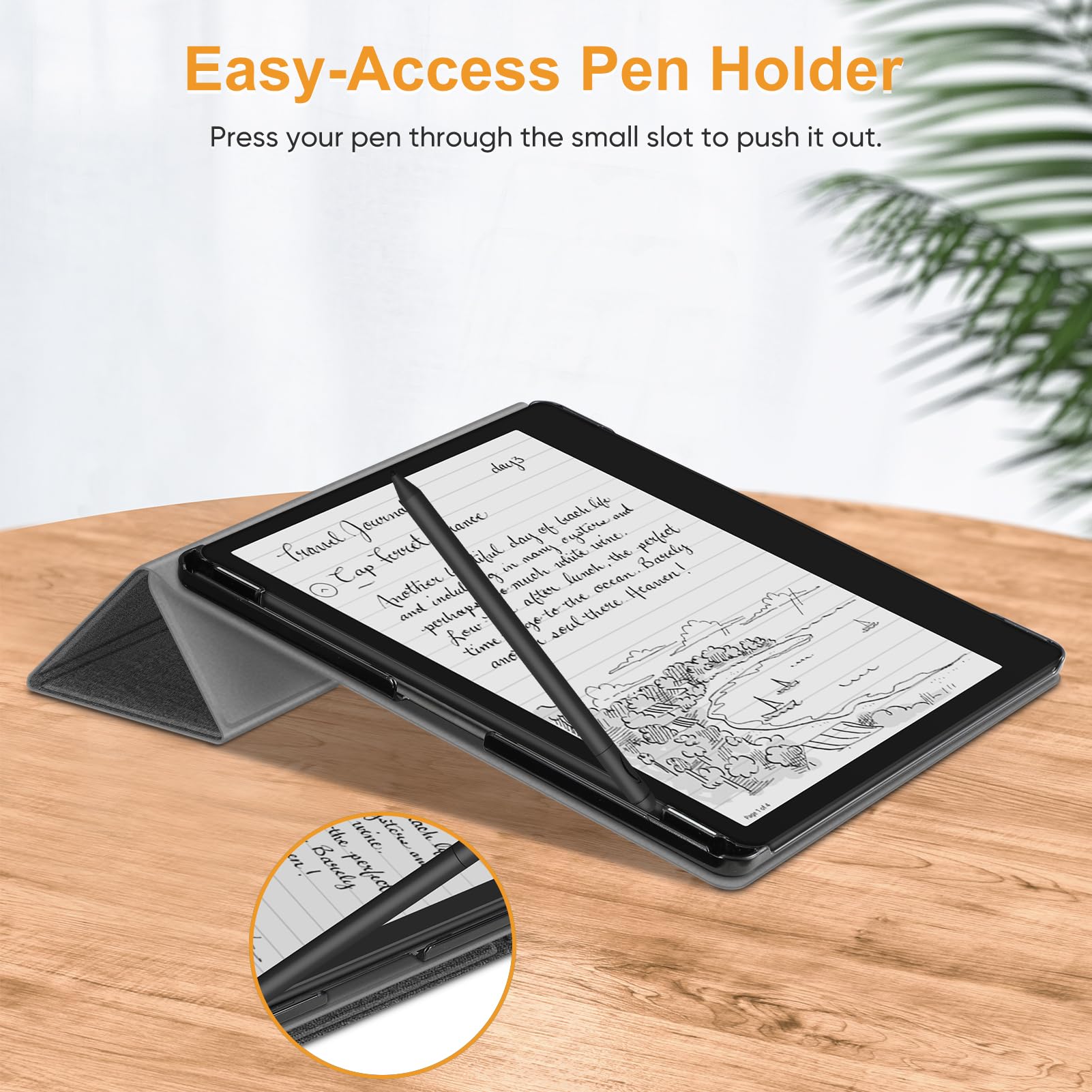 FINTIE Stand Case for Kindle Scribe - [Built-in Pen Holder