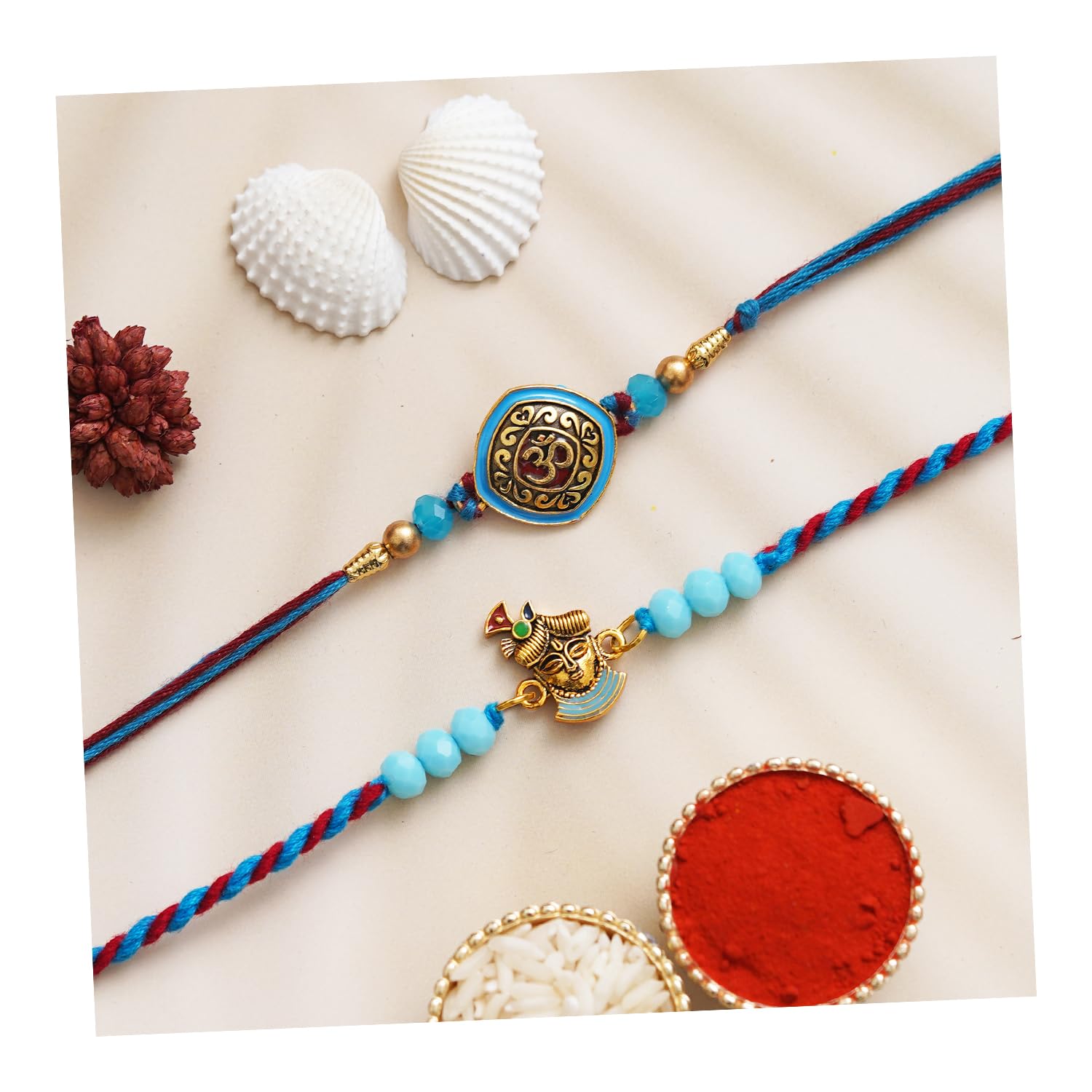 eCraftIndia Set of 2 Om Symbol and Shrinathji Religious Designer Rakhis with Roli Chawal Pack - Rakhi for Brother, Bhaiya, Bhai (B0C8NKV8BG) Amazon Price History, Amazon Price Tracker