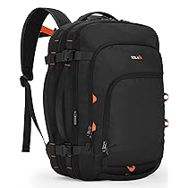 Tolaccea Zaino da Viaggio Aereo Bagaglio a Mano 35-45L, Zaino Portatile fino a 15,6 Pollici, Compatibile con TSA, Ideale per Viaggi d’Affari e Weekender, Grande Borsa da Cabina (Nero)