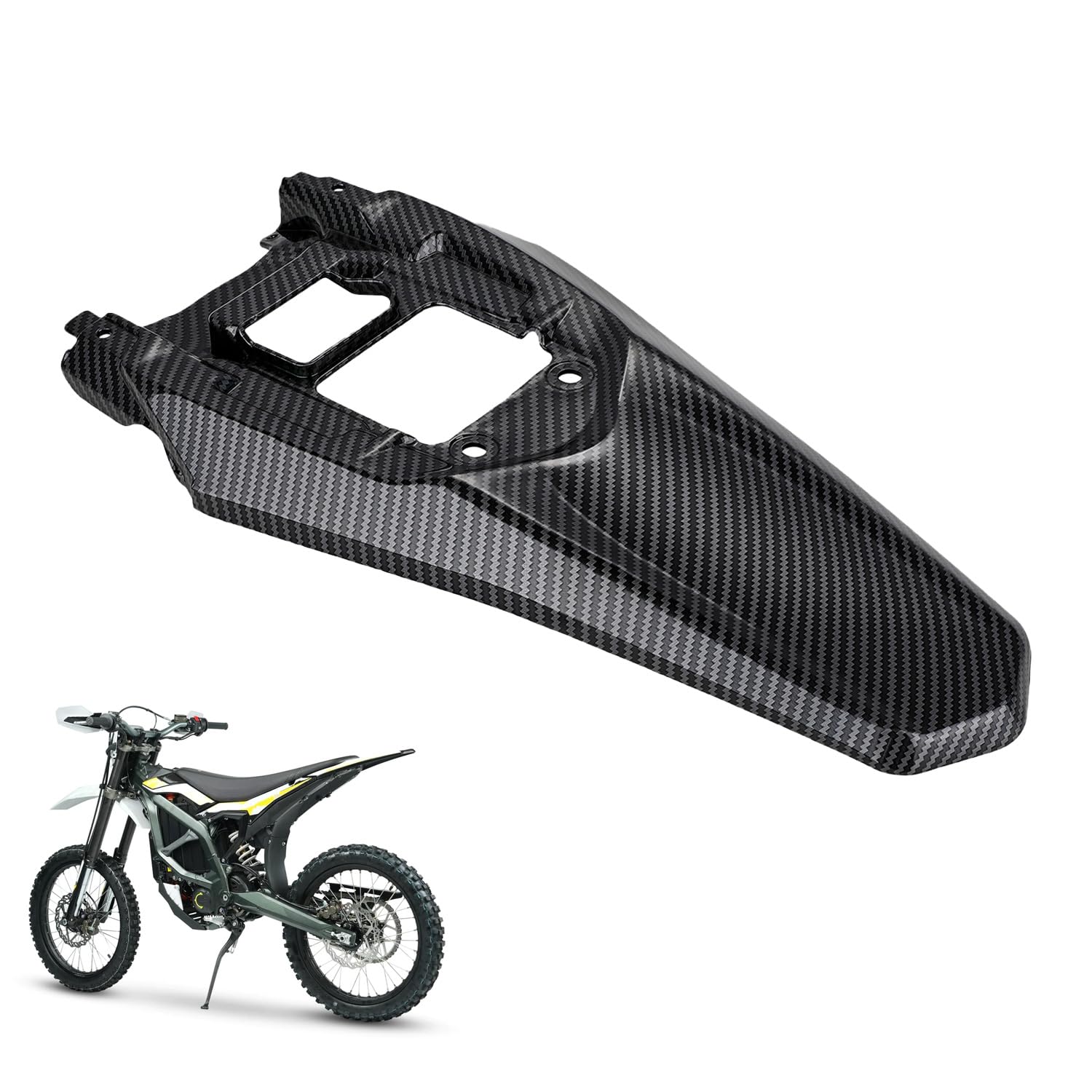 Ultra Bee Garde-boue arrière de moto Motif fibre de carbone | en plastique ABS épais pour moto tout-terrain électrique Sur-Ron Ultra Bee