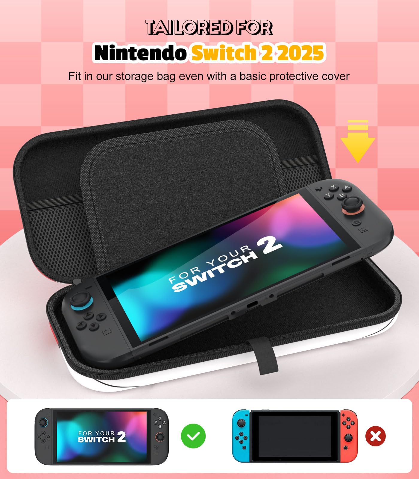 MoKo Étui pour Nintendo Switch 2 (2025), Housse Rigide de Protection avec 10 Cartouches de Jeux, Pochette de Transport Boîtier für Switch 2 2025 et Accessoires, Boule Rouge - 3
