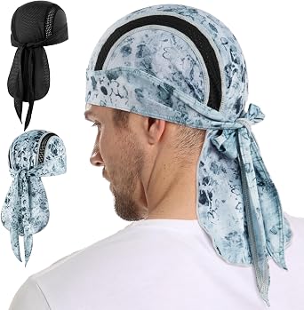MELASA Do Rag Skull Cap Helmet Liner، Cooling Mesh Bandana Cap، Sweat Dew Rags غطاء الرأس للرجال ركوب الدراجات النارية الجري