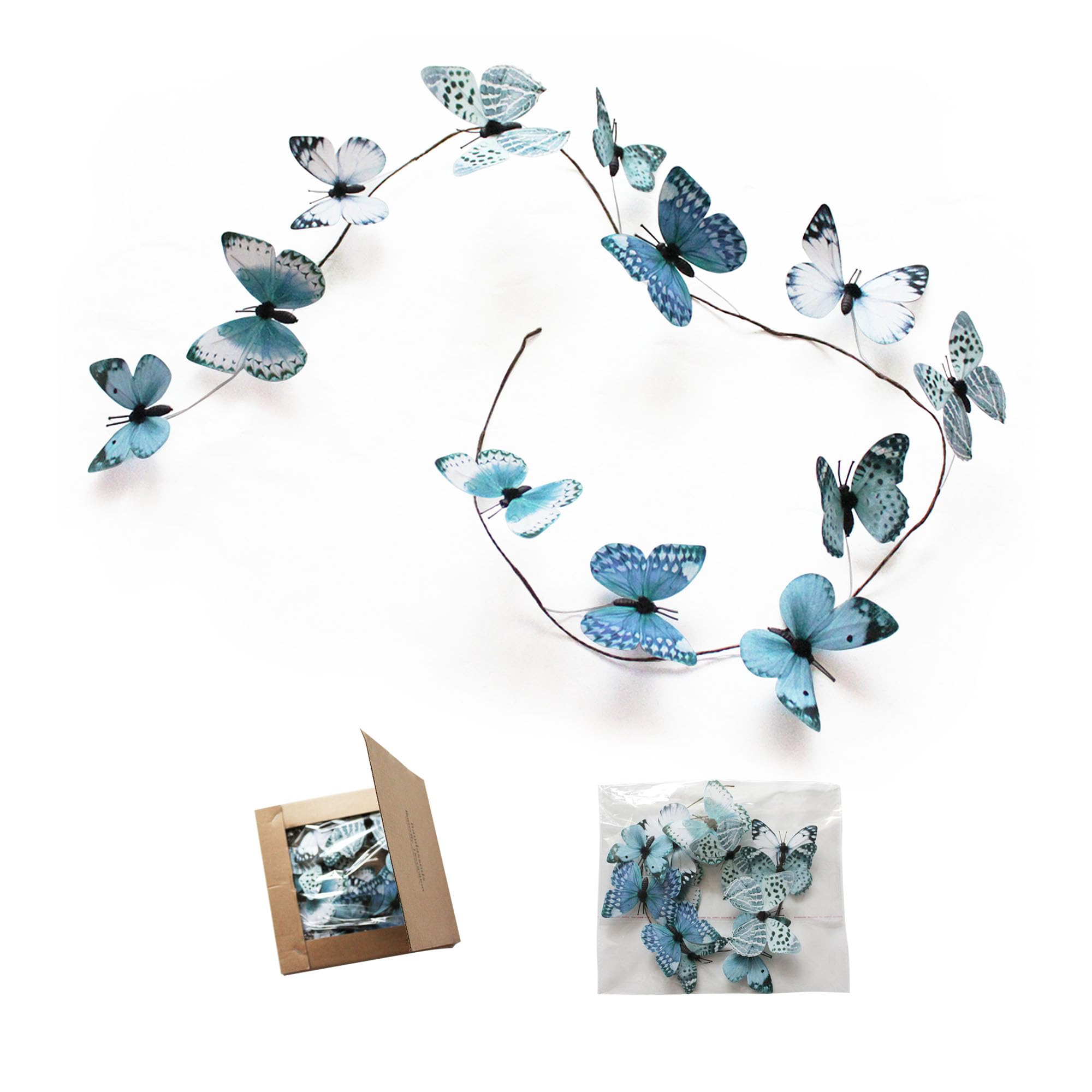 Artificial Butterfly Garland, Fake Butterfly Decorative Vines, DIY 3D Unique Hanging Decor for Home Wall, Easter, Spring, Flowers, Party, Wedding Arch