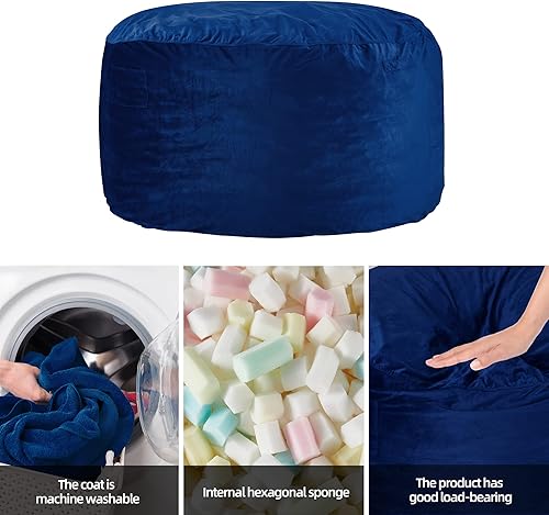 Miniatura 6 de Homguava Bean Bag Chair 3' Bean Bags con relleno de espuma viscoelástica, sillas de puf grandes, sofá suave con funda de terciopelo holandés-36 × 36