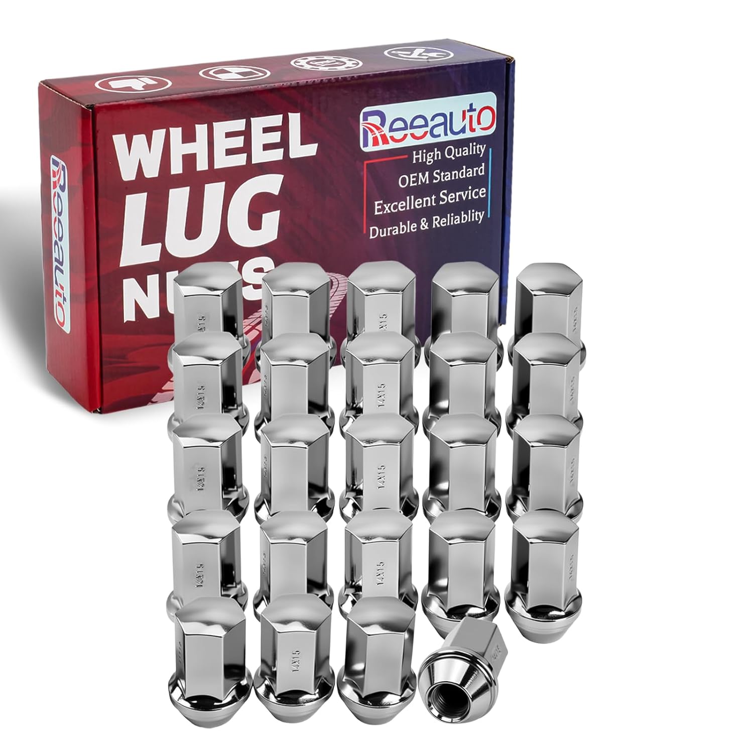 M14x1.5 Lug Nuts Replacement for Silverado Tahoe Suburban Tahoe Suburban Escalade XT5 XT6, 24 Pcs 7/8 Hex 1.77 Inch OEM Factory Style Large Acorn Seat Lug Nuts