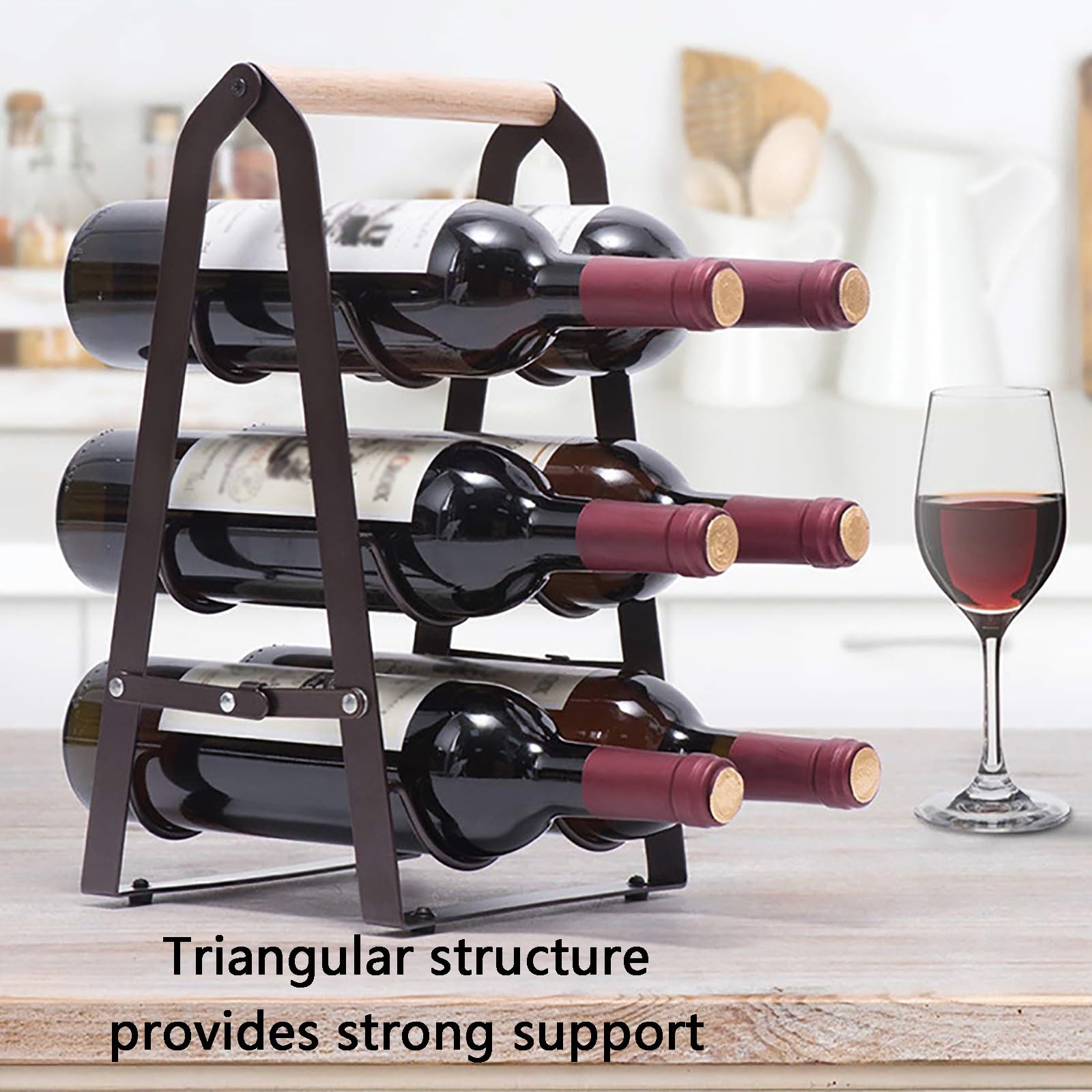 Soporte for Vino de Madera Mesa, diseño 3 Niveles