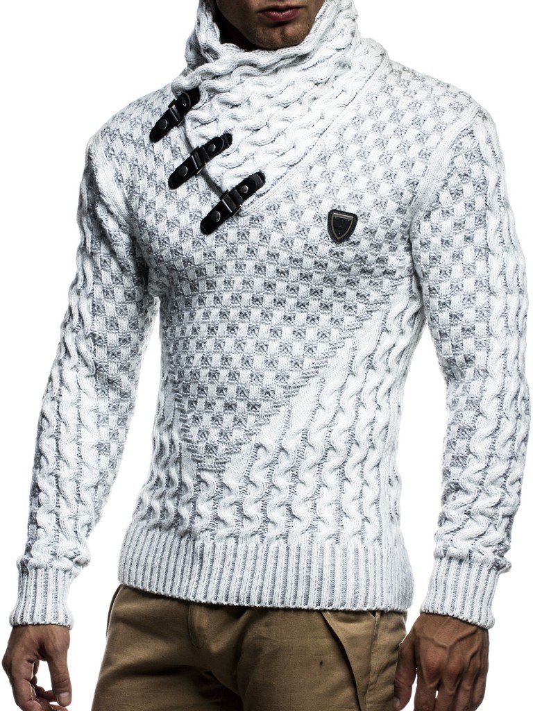Leif Nelson Pull en Tricot à Manches Longues et col châle pour Homme LN5255