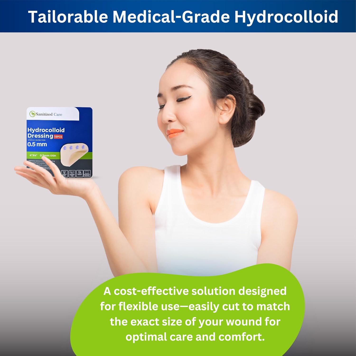 Hydrocolloid Dressing (10 Pack) 4x4 – 0.5mm, Thin Hydrocolloid Bandage, Wound Care Adhesive Pads for Acne, Blisters, Bed Sores & Ulcer