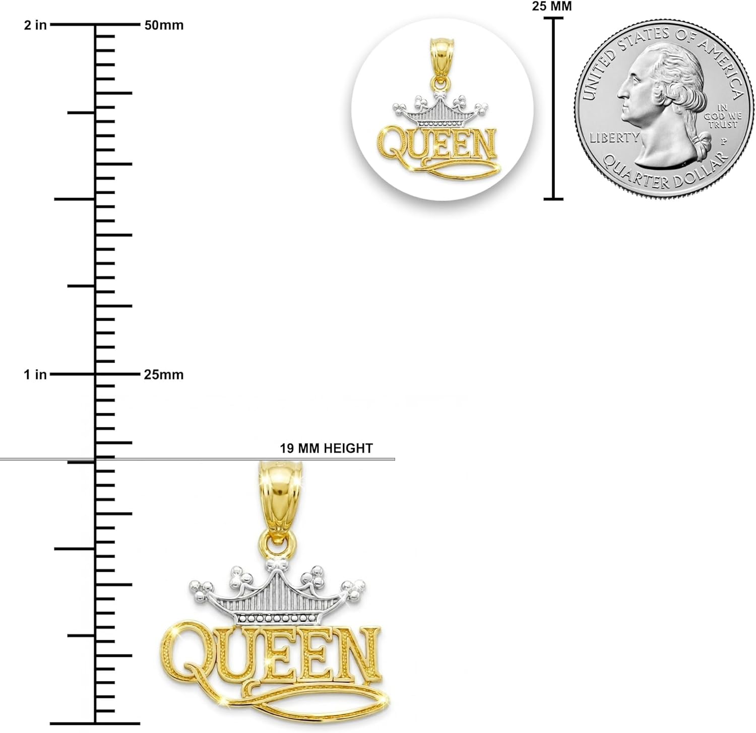 Charm America - Gold Queen Charm - 10 Karat Solid Gold