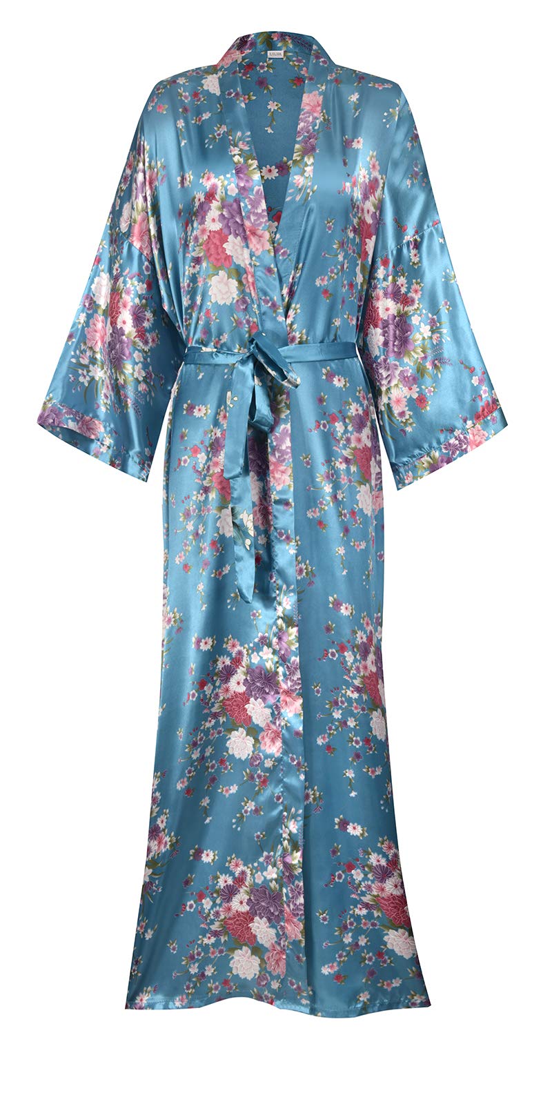 DandyChic Kimono Robes For Women Floral Long Lightweight Silky Sleepwear bridal Dressing Gown