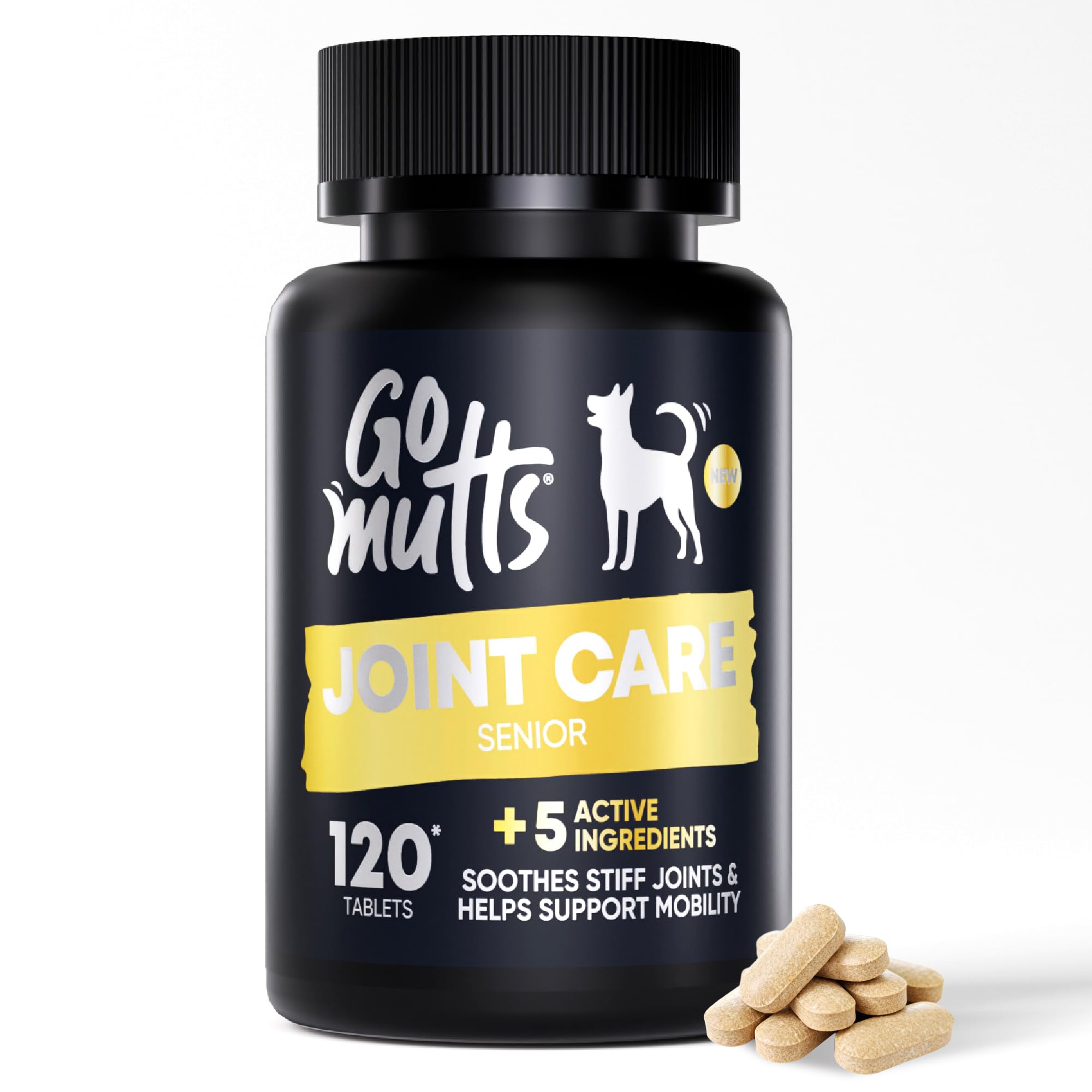 Go Mutts Joint Supplements for Senior Dogs, 120 Tablets with Glucosamine, Green Mussel & Vitamin C, Senior Dog Joint Supplements - Relieve Stiff Joints & Support Mobility for Your Dog — image 1