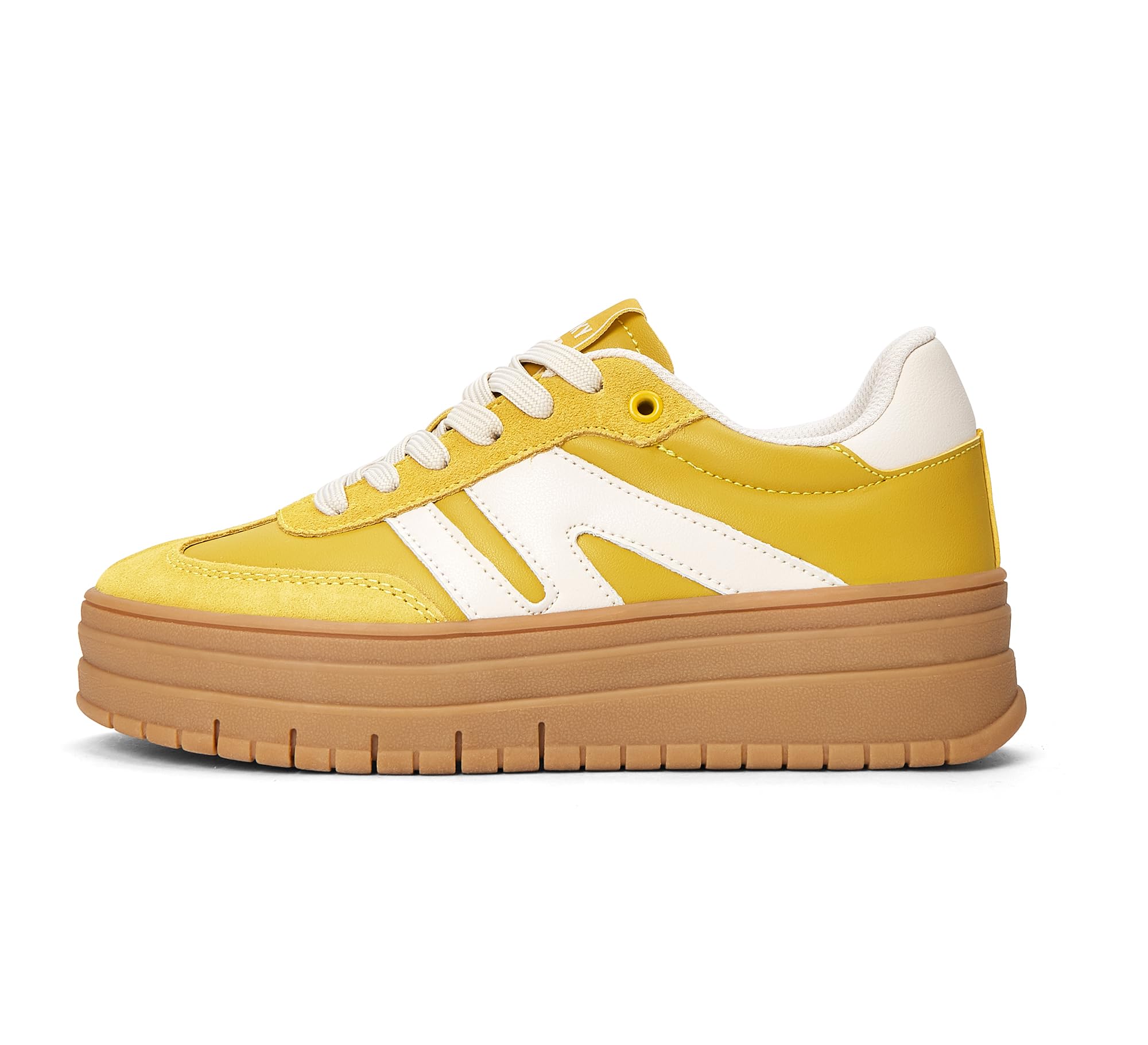 LUCKY STEP Plateau Sneaker Damen - Keilabsatz Leinwand Retro Niedriger Schaft Bequem für Alltag