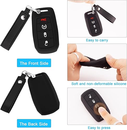 Miniatura 5 de Llaveros de protección de cubiertas completas de silicona (paquete de 2), Negro + gris