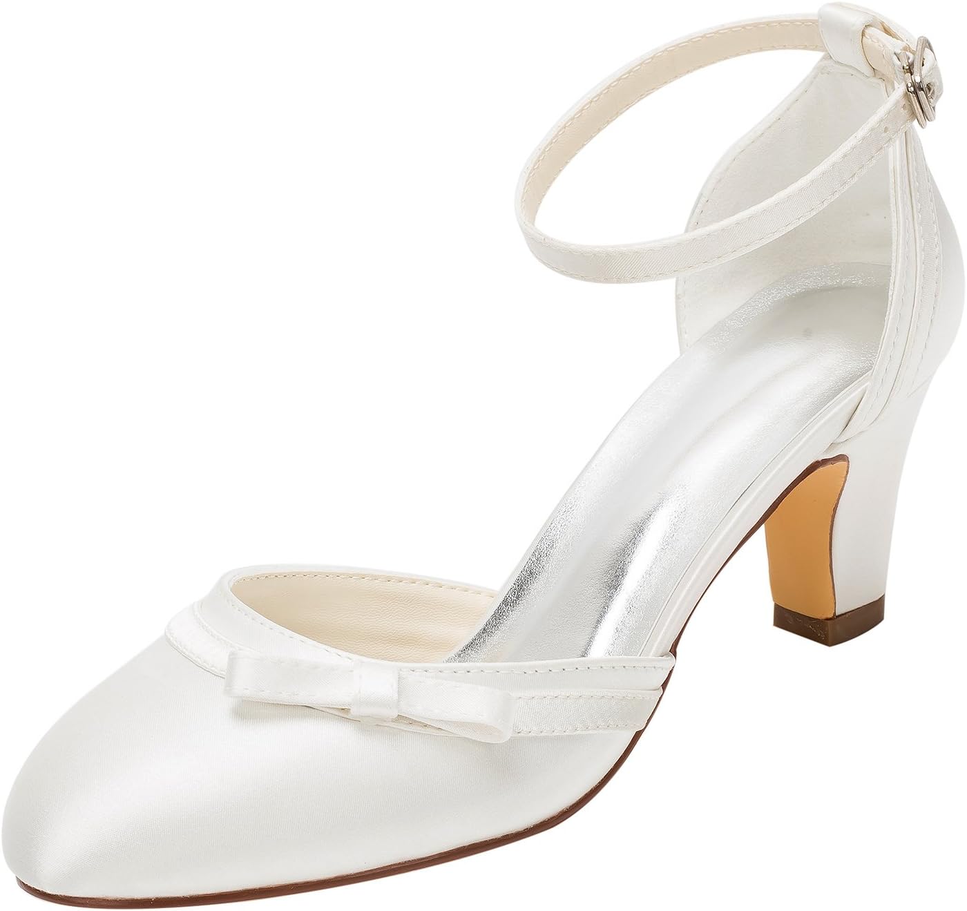 Wedding Shoes Ivory Wedding Shoes High Heel Round Ankle Strap Bow Bridal Shoes