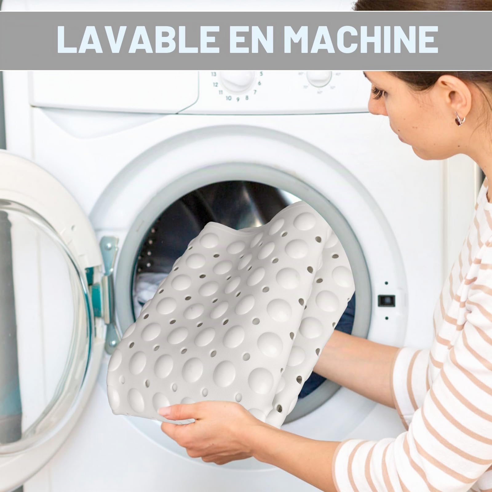 Tapis de douche antidérapant : 120 x 80 cm Tapis de douche extra large pour l'intérieur de cabine de douche - TPE souple long antidérapant anti-moisissure Tapis de douche avec ventouses