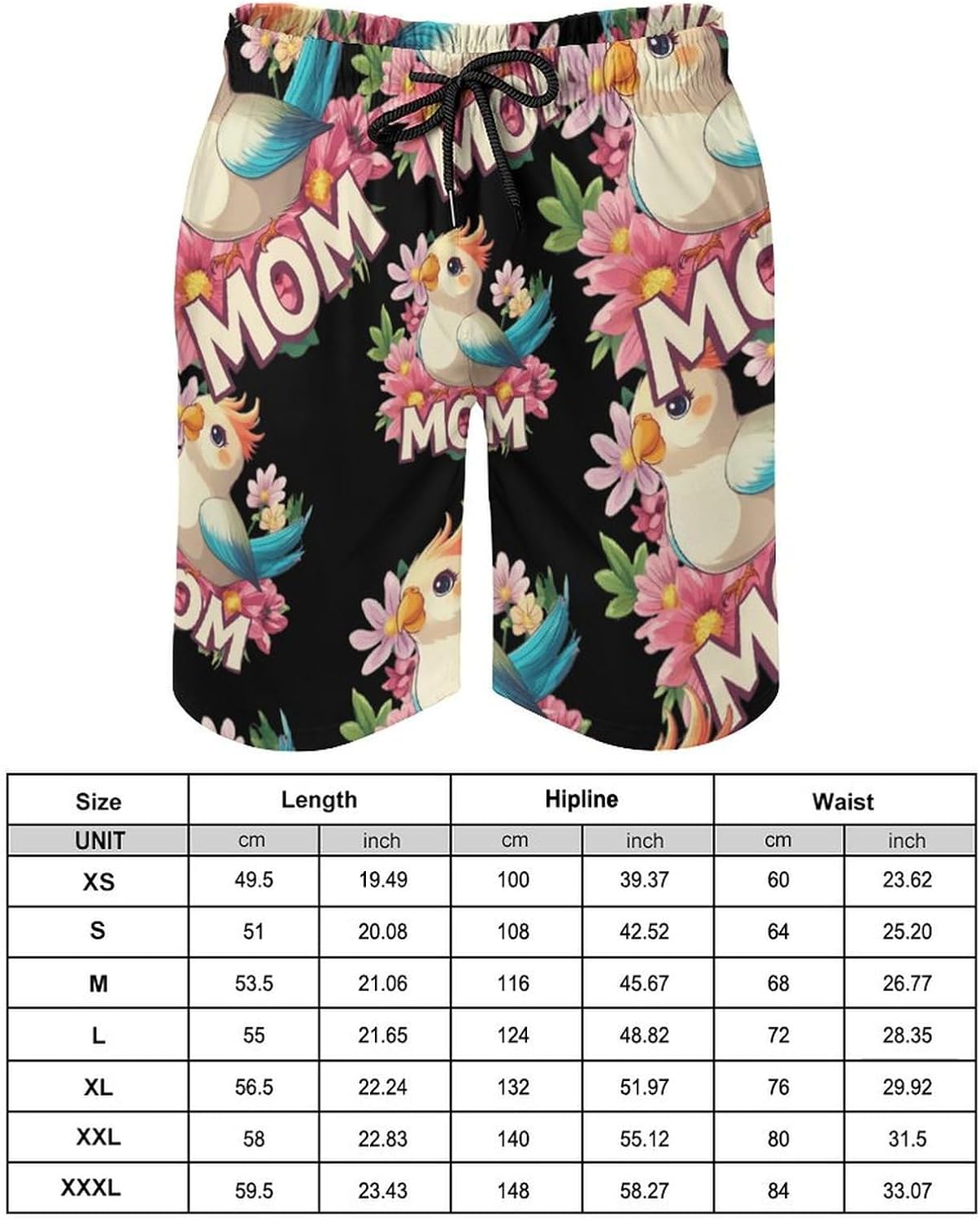 Cockatiel-Mom-Bird Parrot Mens Swim Trunks Quick Dry Board Shorts Beach Short Swimwear Bathing Suits