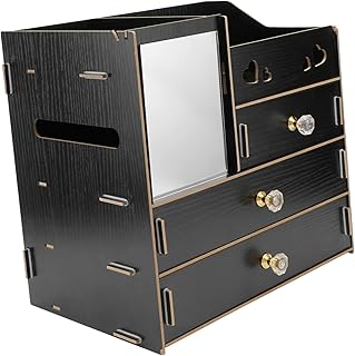 فوميز. 1 قطعة منظم ادراج صندوق عرض المجوهرات منظم تخزين مستحضرات التجميل صندوق تخزين المجوهرات منظم درج منظم للمكياج والمجوهرات حاويات مستحضرات التجميل كونتيانر، أسود، الخشب