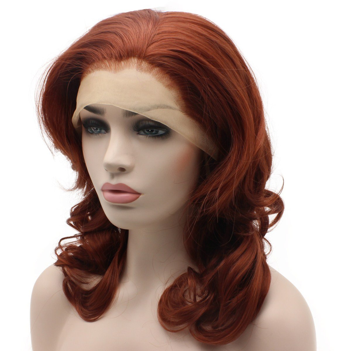 iwonawig Iewig Wine Red Lace Front Wig Shoulder Length Synthetic Hair Half Hand Tied Burgundy Red Wig
