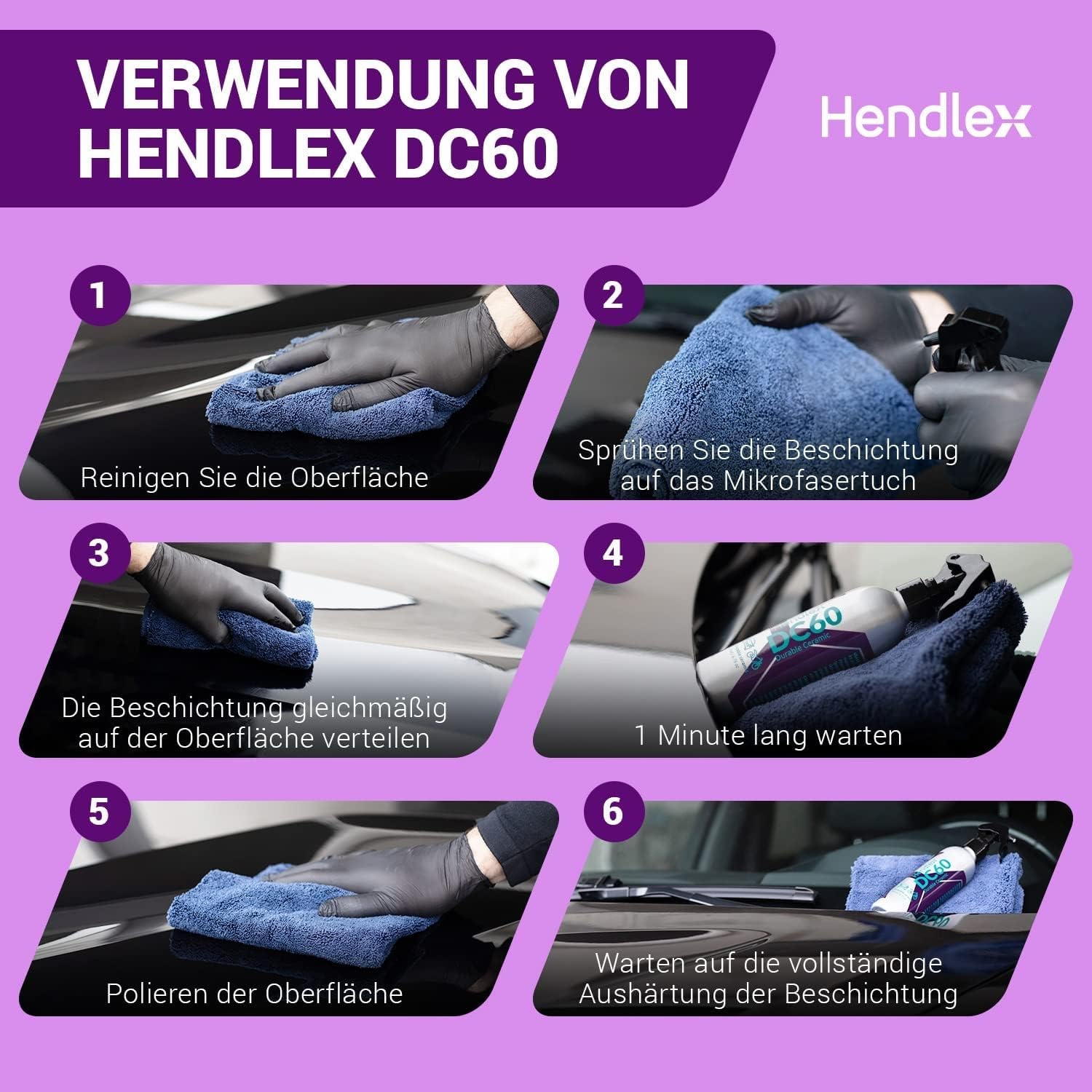 Hendlex DC60 Keramikversiegelung Spray - Hochglanz & Langanhaltender Schutz für Lack, Kunststoff & Metall - Hydrophob, UV-Beständig, Kratzresistent - 200ml
