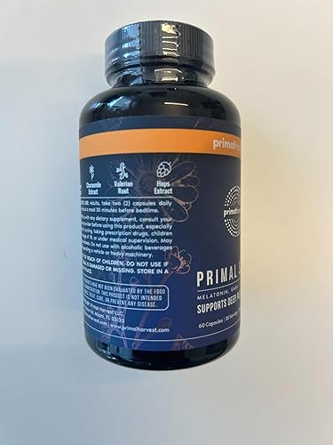Vista 13 de Primal Harvest Suplemento de apoyo primario para el sueño para adultos con melatonina, GABA, raíz de valeriana, L-triptófano, quelato