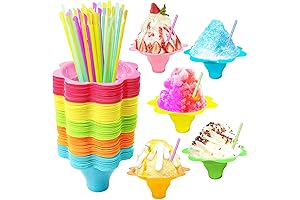 4oz Colorful Italian Ice Cups with Spoon Straws and Lids