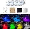4PCS 7 Colors Magnetic Car Interior Ambient Lights Wireless, Mini USB C Rechargeable Car Led Lights Interior with 6 Bright Led Lamp Beads, Universal Car Interior Accessories for Car Decor