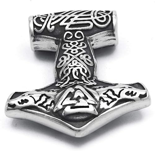 Miniatura 3 de Triskele Triquetra Valknut Mjolnir Thors Hammer Collar Colgante Acero Inoxidable Viking Accesorios Nórdicos Viking Joyería Hombres