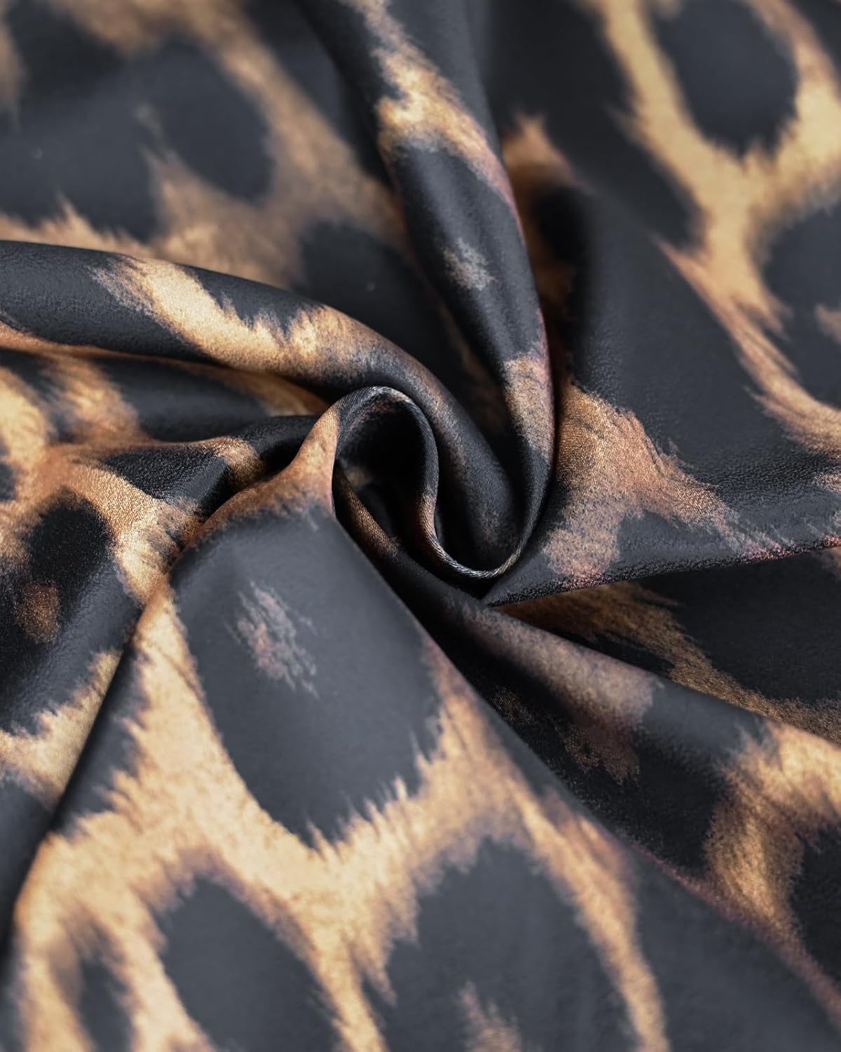 Women's Leopard Silk Satin Midi Skirt Elastic High Waisted A-Line Cheetah Print Fall Long Skirts for Women 2025 - Image 6