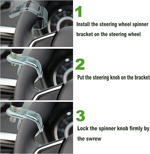 Miniatura 5 de Lunsom pomo giratorio para volante, pomo de conducción con forma de dados para autos, perilla suicida de manejo con potencia, ayuda para giros y