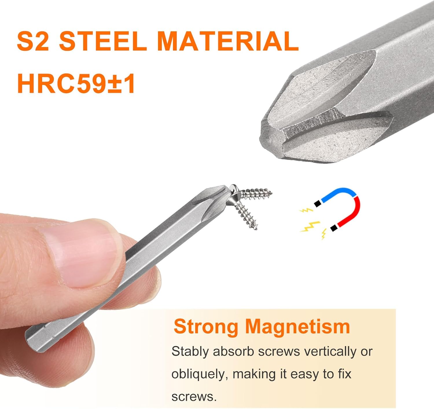 HARFINGTON 3pcs PH3 Phillips Screwdriver Bit 5/16" Hex Shank 80mm/3.15" Length Magnetic Cross Head Hex Bits S2 Steel Screw Driver Bit for Impact Electric Screw Driver Power Tools, Grey