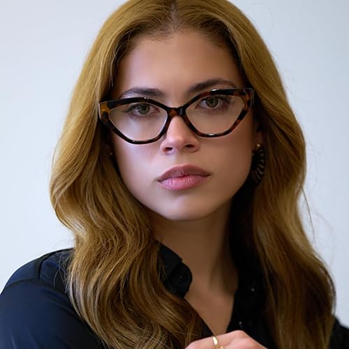 Miniatura 3 de Anteojos de lectura geométricos de ojo de gato de tortuga para mujer para lucir elegante, alta visión, cómodos lentes de lectura para mujer con