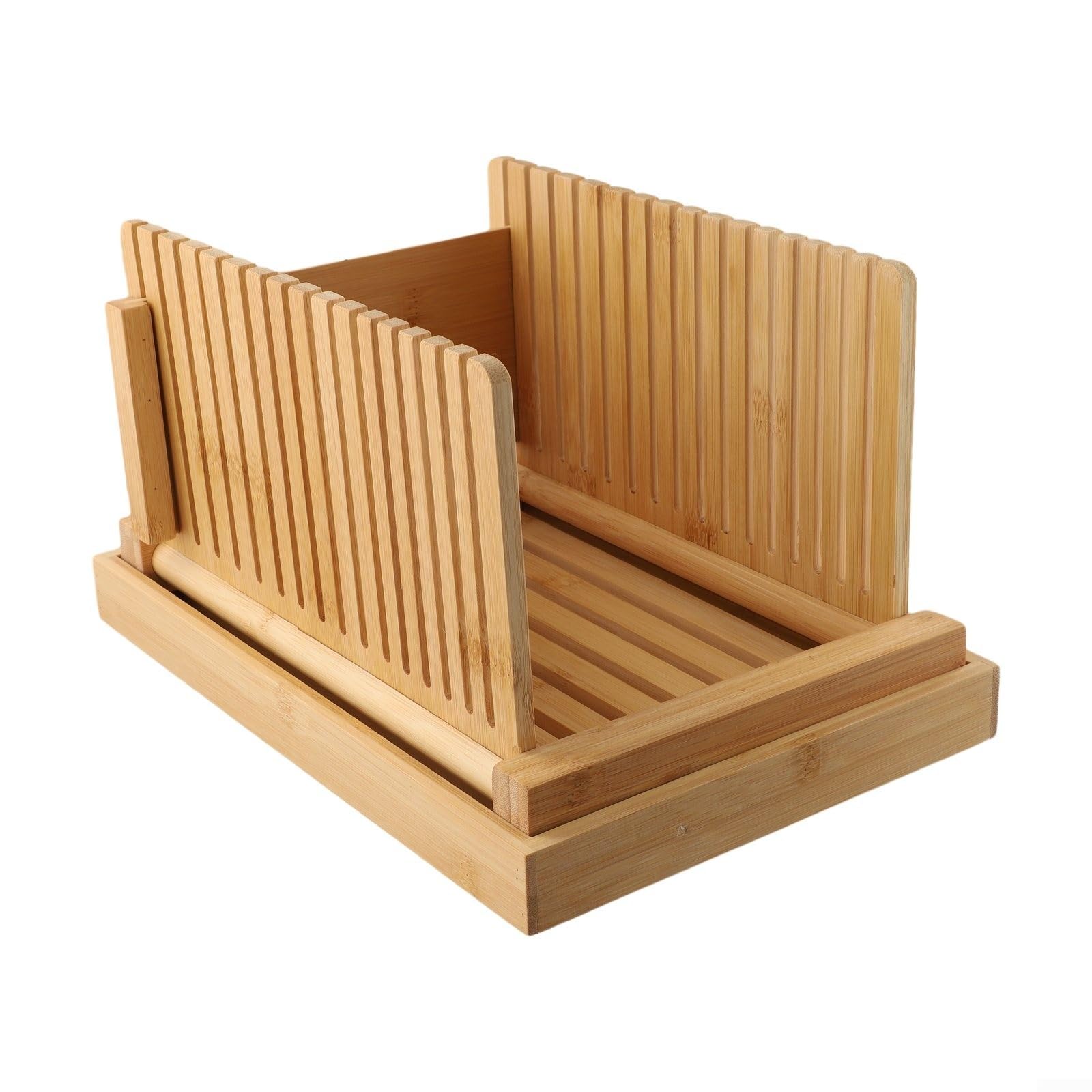 Affetta pane in legno per pane fatto in casa, regolabile, spessore 0,8-2 cm, guida di taglio con base antiscivolo, tagliere pieghevole da cucina per pane, frutta, verdura,