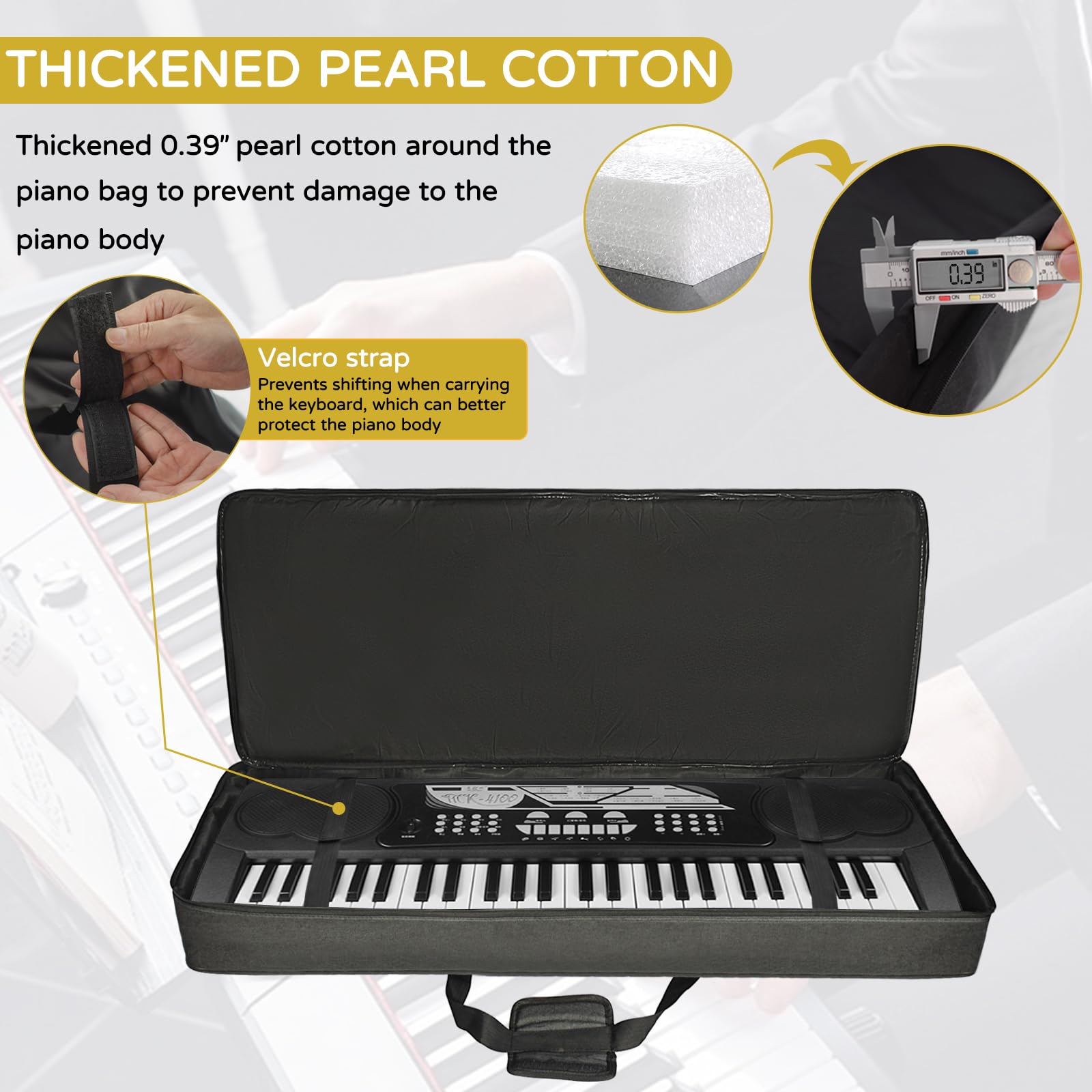 AKOZLIN 61 Keyboardtasche,Tragbar,Gepolstert,Wasserdicht,Oxford-Stoff | Gepolstert, Gigbag, Universell, Wasserdicht,10 mm Perlwatte-Polsterung,107 x 45 x 17 cm