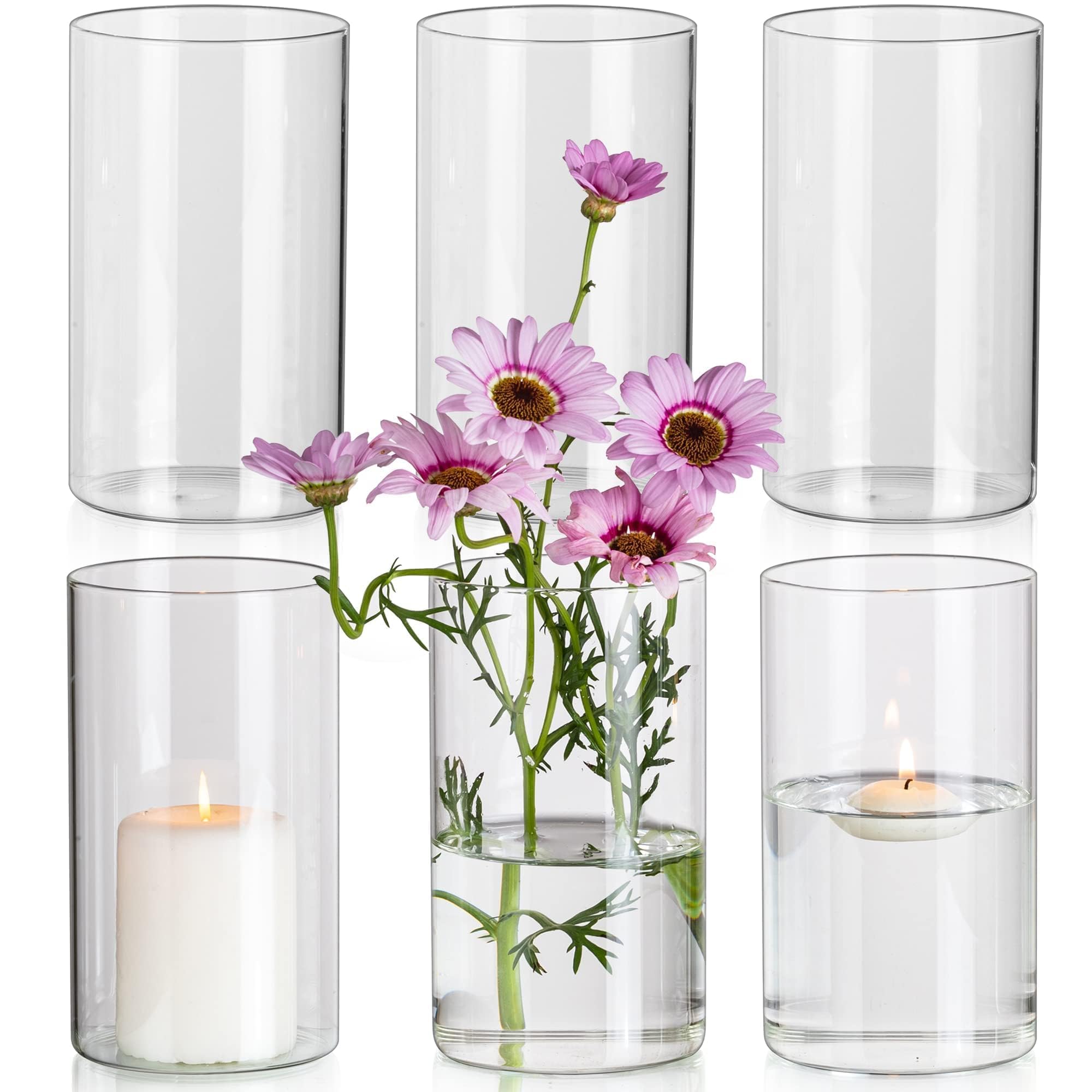 Vases cylindriques en verre pour éviter les chutes de bougies sur vos tables de fête