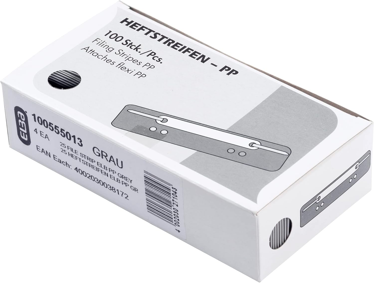 Elba 27591GR Filing Strips Short for DIN A4 and A5 PP Pack of 100 Grey