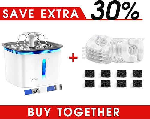 Veken Juego de 16 filtros y esponjas de repuesto para mascotas de 95 onzas (gris, plástico)