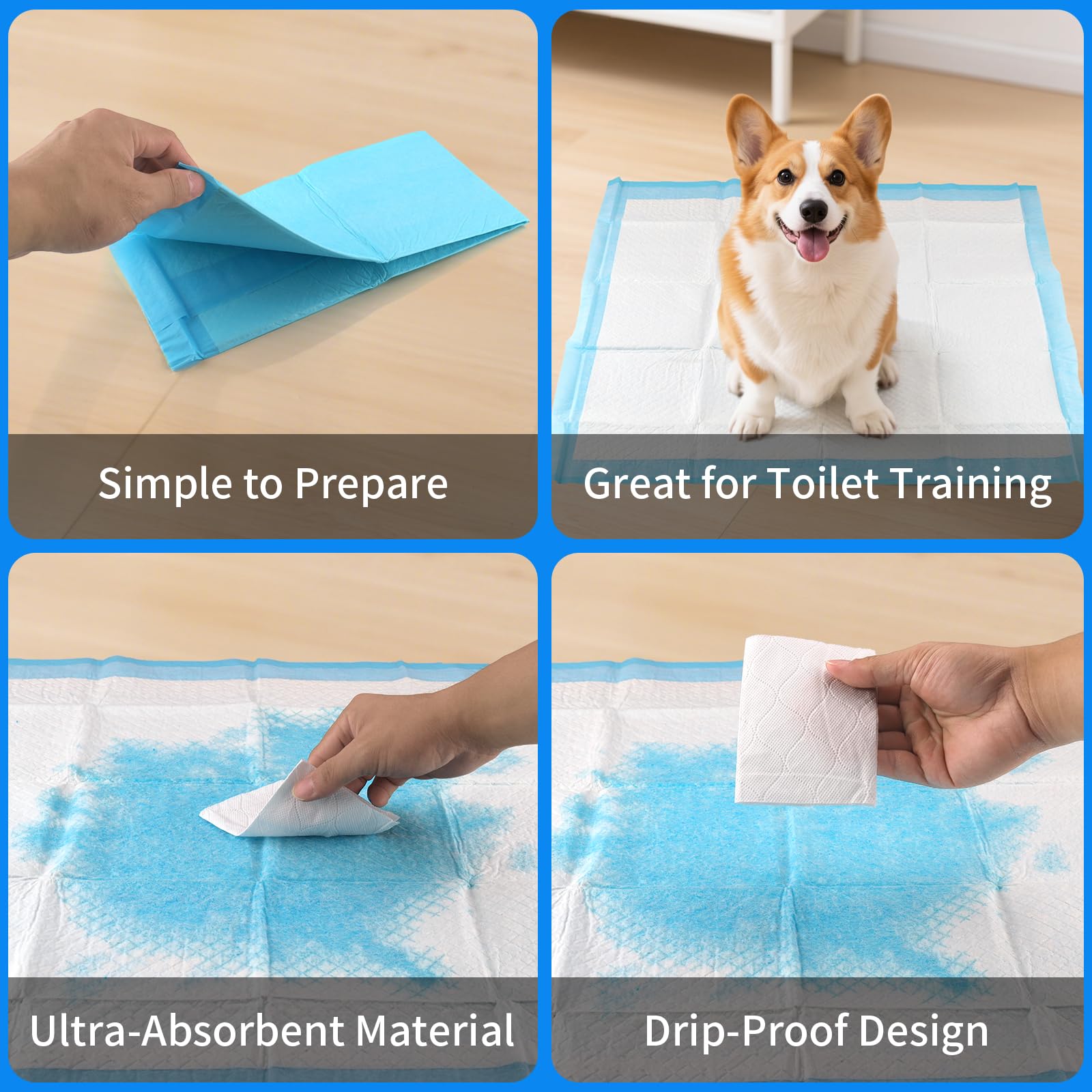 100 Tapis Absorbants Pour Chien/chats 60x60cm - 6 Couches étanches, Alèses éducateurs, Prévention Fuites