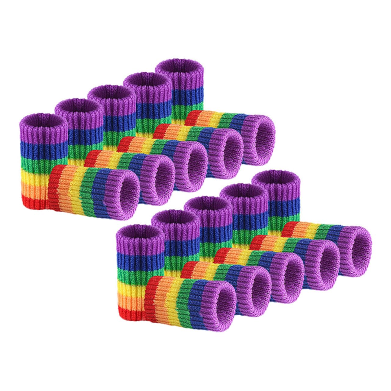 TIDTALEO 20pcs Elastic Sports Finger Sleeves Rainbow Color Finger Protectors for Basketball Tennis Badminton Breathable Flexible for Injury Prevention